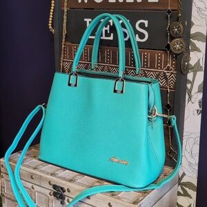 Vintage Style Sea Blue Classic Carryall Handbag